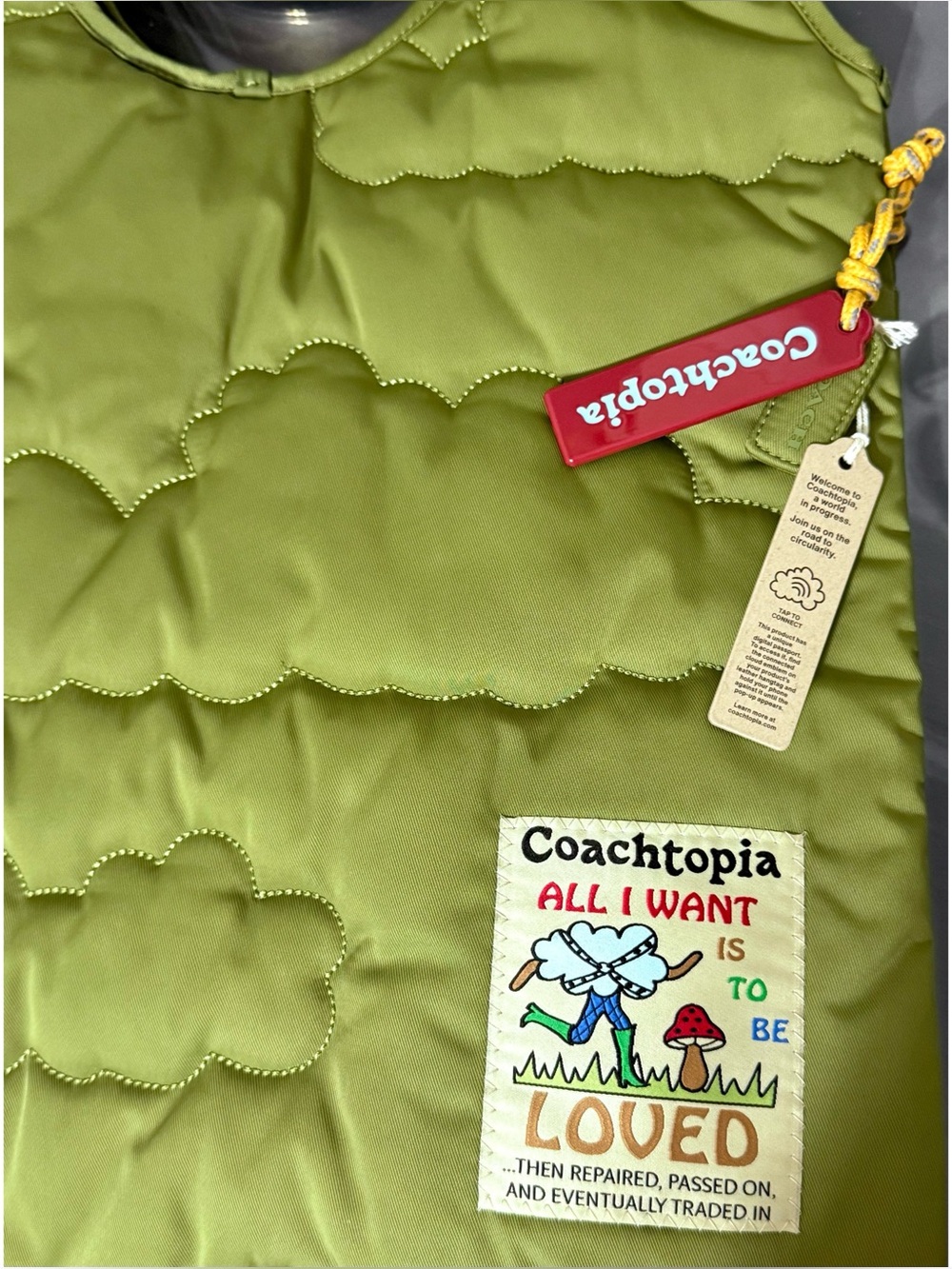 COACH Coachtopia Loop Flat Tote With Cloud Quilting, OLIVE GREEN - Picture 4 of 6